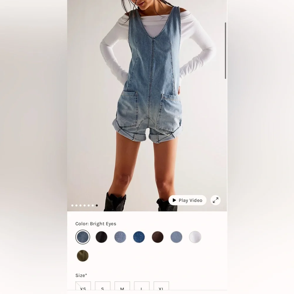 NWOT WeThe Free High Roller Shortall In Bright Eyes Sold Out On Free People - Picture 7 of 15